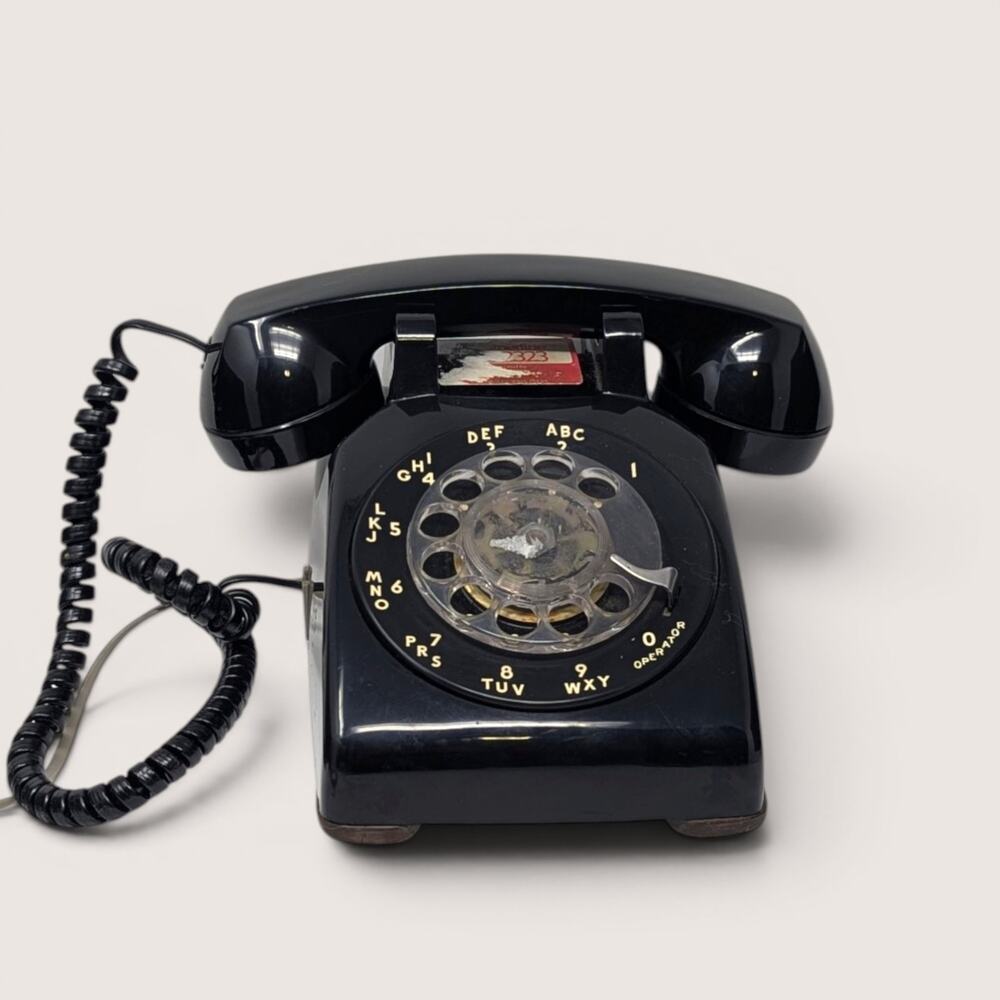 1980s AT&T Black Vintage Rotary Desk Phone